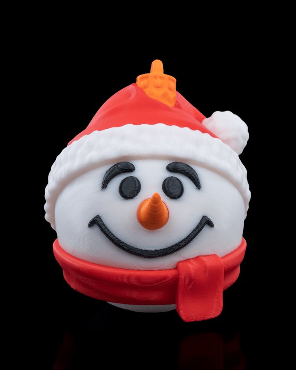 Snowman Christmas Ornament with Red Hat and Scarf